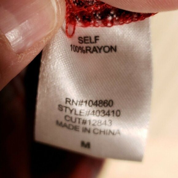 Chloe K Red Plaid Rayon Button Down Tunic Medium - Picture 7 of 8